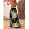 imageMakeMeChic Womens Summer Blue and White Floral Dress Boho Backless Maxi Sundress Spaghetti Strap Flowy DressBlack B