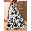 imageMakeMeChic Womens Summer Blue and White Floral Dress Boho Backless Maxi Sundress Spaghetti Strap Flowy DressBlack and White