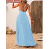 imageMakeMeChic Womens Summer Blue and White Floral Dress Boho Backless Maxi Sundress Spaghetti Strap Flowy DressBlue a