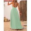 imageMakeMeChic Womens Summer Blue and White Floral Dress Boho Backless Maxi Sundress Spaghetti Strap Flowy DressGreen