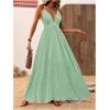 imageMakeMeChic Womens Summer Blue and White Floral Dress Boho Backless Maxi Sundress Spaghetti Strap Flowy DressGreen