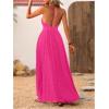 imageMakeMeChic Womens Summer Blue and White Floral Dress Boho Backless Maxi Sundress Spaghetti Strap Flowy DressHot Pink