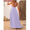 imageMakeMeChic Womens Summer Blue and White Floral Dress Boho Backless Maxi Sundress Spaghetti Strap Flowy DressMauve Purple