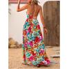 imageMakeMeChic Womens Summer Blue and White Floral Dress Boho Backless Maxi Sundress Spaghetti Strap Flowy DressMulticolor