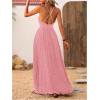 imageMakeMeChic Womens Summer Blue and White Floral Dress Boho Backless Maxi Sundress Spaghetti Strap Flowy DressPink