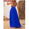 imageMakeMeChic Womens Summer Blue and White Floral Dress Boho Backless Maxi Sundress Spaghetti Strap Flowy DressRoyal Blue