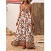 imageMakeMeChic Womens Summer Blue and White Floral Dress Boho Backless Maxi Sundress Spaghetti Strap Flowy DressYellow