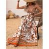 imageMakeMeChic Womens Summer Blue and White Floral Dress Boho Backless Maxi Sundress Spaghetti Strap Flowy DressYellow