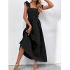 imageMakeMeChic Womens Summer Floral Dresses 2025 Beach Vacation Casual Blue and White Long Maxi SundressesB Black