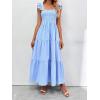 imageMakeMeChic Womens Summer Floral Dresses 2025 Beach Vacation Casual Blue and White Long Maxi SundressesBlue