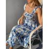 imageMakeMeChic Womens Summer Floral Dresses 2025 Beach Vacation Casual Blue and White Long Maxi SundressesBlueWhite