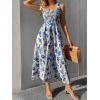 imageMakeMeChic Womens Summer Floral Dresses 2025 Beach Vacation Casual Blue and White Long Maxi SundressesBlueWhite