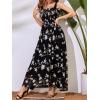imageMakeMeChic Womens Summer Floral Dresses 2025 Beach Vacation Casual Blue and White Long Maxi SundressesChiffon Black