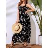 imageMakeMeChic Womens Summer Floral Dresses 2025 Beach Vacation Casual Blue and White Long Maxi SundressesChiffon Black