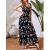 imageMakeMeChic Womens Summer Floral Dresses 2025 Beach Vacation Casual Blue and White Long Maxi SundressesChiffon Black