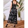 imageMakeMeChic Womens Summer Floral Dresses 2025 Beach Vacation Casual Blue and White Long Maxi SundressesChiffon Black