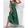 imageMakeMeChic Womens Summer Floral Dresses 2025 Beach Vacation Casual Blue and White Long Maxi SundressesDark Green