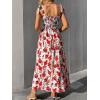 imageMakeMeChic Womens Summer Floral Dresses 2025 Beach Vacation Casual Blue and White Long Maxi SundressesFloral Red