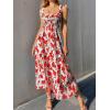 imageMakeMeChic Womens Summer Floral Dresses 2025 Beach Vacation Casual Blue and White Long Maxi SundressesFloral Red