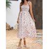 imageMakeMeChic Womens Summer Floral Dresses 2025 Beach Vacation Casual Blue and White Long Maxi SundressesFloral White