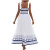 imageMakeMeChic Womens Summer Floral Dresses 2025 Beach Vacation Casual Blue and White Long Maxi SundressesGeometric Blue and White