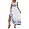 imageMakeMeChic Womens Summer Floral Dresses 2025 Beach Vacation Casual Blue and White Long Maxi SundressesGeometric Blue and White