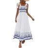 imageMakeMeChic Womens Summer Floral Dresses 2025 Beach Vacation Casual Blue and White Long Maxi SundressesGeometric Blue and White