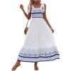 imageMakeMeChic Womens Summer Floral Dresses 2025 Beach Vacation Casual Blue and White Long Maxi SundressesGeometric Blue and White
