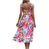 imageMakeMeChic Womens Summer Floral Dresses 2025 Beach Vacation Casual Blue and White Long Maxi SundressesPink and Yellow