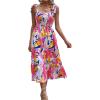 imageMakeMeChic Womens Summer Floral Dresses 2025 Beach Vacation Casual Blue and White Long Maxi SundressesPink and Yellow