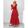 imageMakeMeChic Womens Summer Floral Dresses 2025 Beach Vacation Casual Blue and White Long Maxi SundressesSolid Red