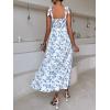 imageMakeMeChic Womens Summer Floral Dresses 2025 Beach Vacation Casual Blue and White Long Maxi SundressesWhite and Blue a