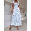 imageMakeMeChic Womens Summer Floral Dresses 2025 Beach Vacation Casual Blue and White Long Maxi SundressesWhite and Blue a