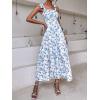 imageMakeMeChic Womens Summer Floral Dresses 2025 Beach Vacation Casual Blue and White Long Maxi SundressesWhite and Blue a