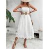 imageMakeMeChic Womens Tube Dress Sleeveless Shirred Eyelet A Line Boho Summer Long DressesWhite