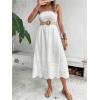 imageMakeMeChic Womens Tube Dress Sleeveless Shirred Eyelet A Line Boho Summer Long DressesWhite