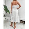 imageMakeMeChic Womens Tube Dress Sleeveless Shirred Eyelet A Line Boho Summer Long DressesWhite