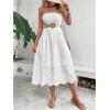 imageMakeMeChic Womens Tube Dress Sleeveless Shirred Eyelet A Line Boho Summer Long DressesWhite