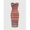 imageMakeMeChic Womens Twist Strapless Bandeau Tube Dress Geo Striped Sleeveless Long Bodycon SundressMulticolor