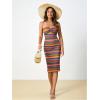 imageMakeMeChic Womens Twist Strapless Bandeau Tube Dress Geo Striped Sleeveless Long Bodycon SundressMulticolor