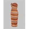 imageMakeMeChic Womens Twist Strapless Bandeau Tube Dress Geo Striped Sleeveless Long Bodycon SundressYellow