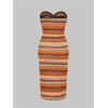 imageMakeMeChic Womens Twist Strapless Bandeau Tube Dress Geo Striped Sleeveless Long Bodycon SundressYellow
