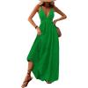 imageMakeMeChic Womens Summer Blue and White Floral Dress Boho Backless Maxi Sundress Spaghetti Strap Flowy DressMint Green