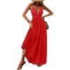 imageMakeMeChic Womens Summer Blue and White Floral Dress Boho Backless Maxi Sundress Spaghetti Strap Flowy DressRedwood