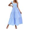imageMakeMeChic Womens Summer Floral Dresses 2025 Beach Vacation Casual Blue and White Long Maxi SundressesBlue