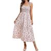 imageMakeMeChic Womens Summer Floral Dresses 2025 Beach Vacation Casual Blue and White Long Maxi SundressesFloral White
