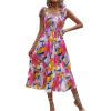 imageMakeMeChic Womens Summer Floral Dresses 2025 Beach Vacation Casual Blue and White Long Maxi SundressesPink and Yellow
