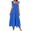 imageMakeMeChic Womens Summer Floral Dresses 2025 Beach Vacation Casual Blue and White Long Maxi SundressesRoyal Blue