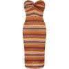 imageMakeMeChic Womens Twist Strapless Bandeau Tube Dress Geo Striped Sleeveless Long Bodycon SundressYellow