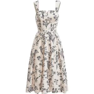 imageMakeMeChic Womens Floral Summer Dress A Line Wide Strap Flare Midi Cami DressesMulticolor